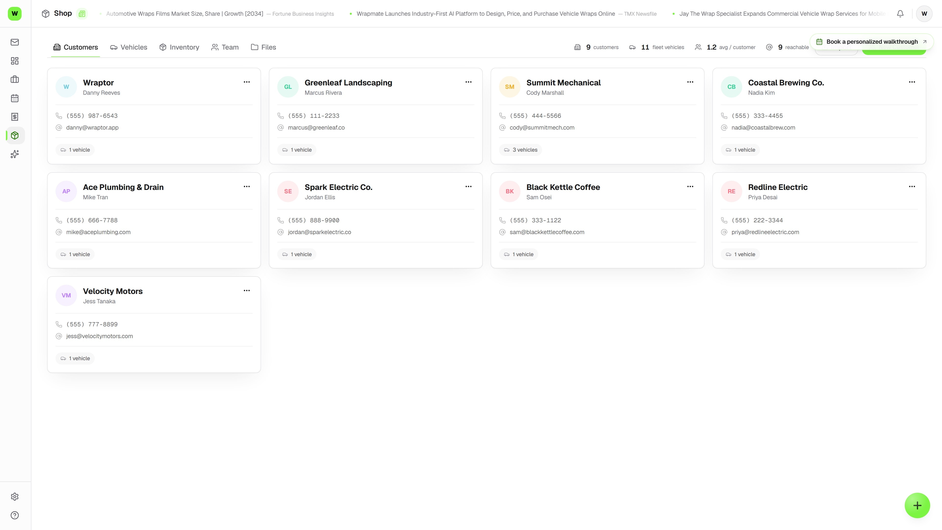 CRM — the real Overlam screen