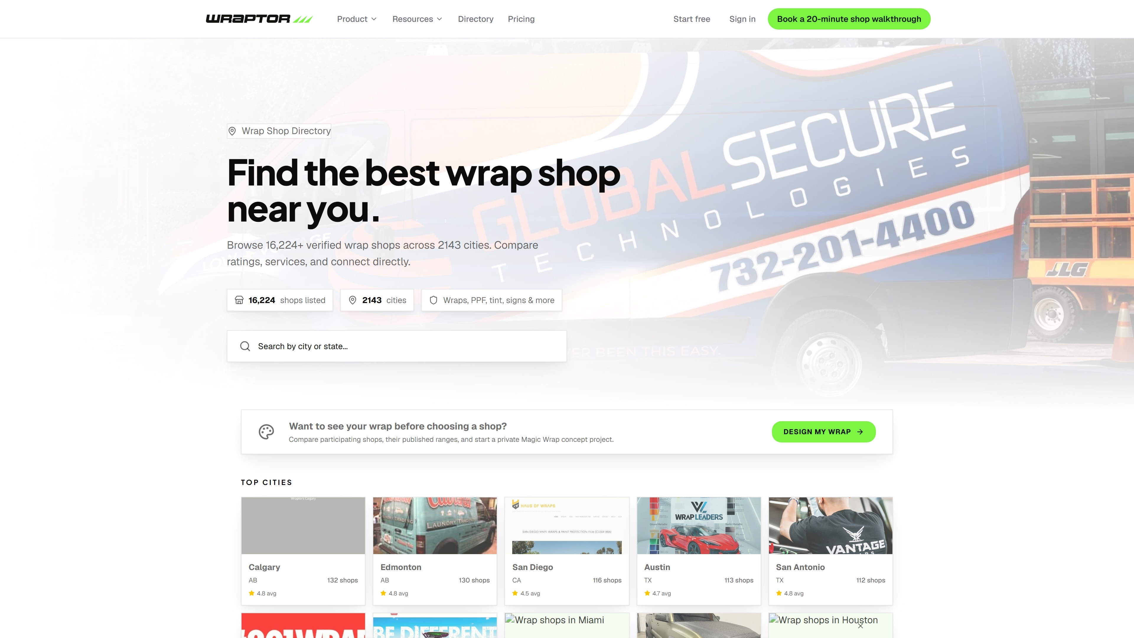 The Overlam directory routing a customer to a wrap shop